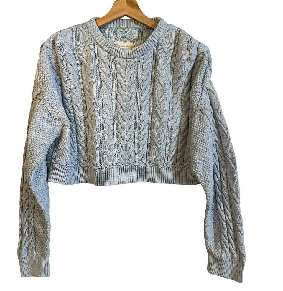 Re/Done Womens Cable Knit Cropped Sweater Sz M Fisherman Preppy Coastal Grandma - Image 1