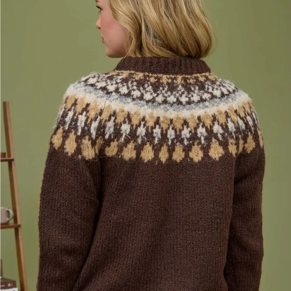 FAIR ISLE PATTERN LONG SLEEVE KNIT CARDIGAN - Image 2