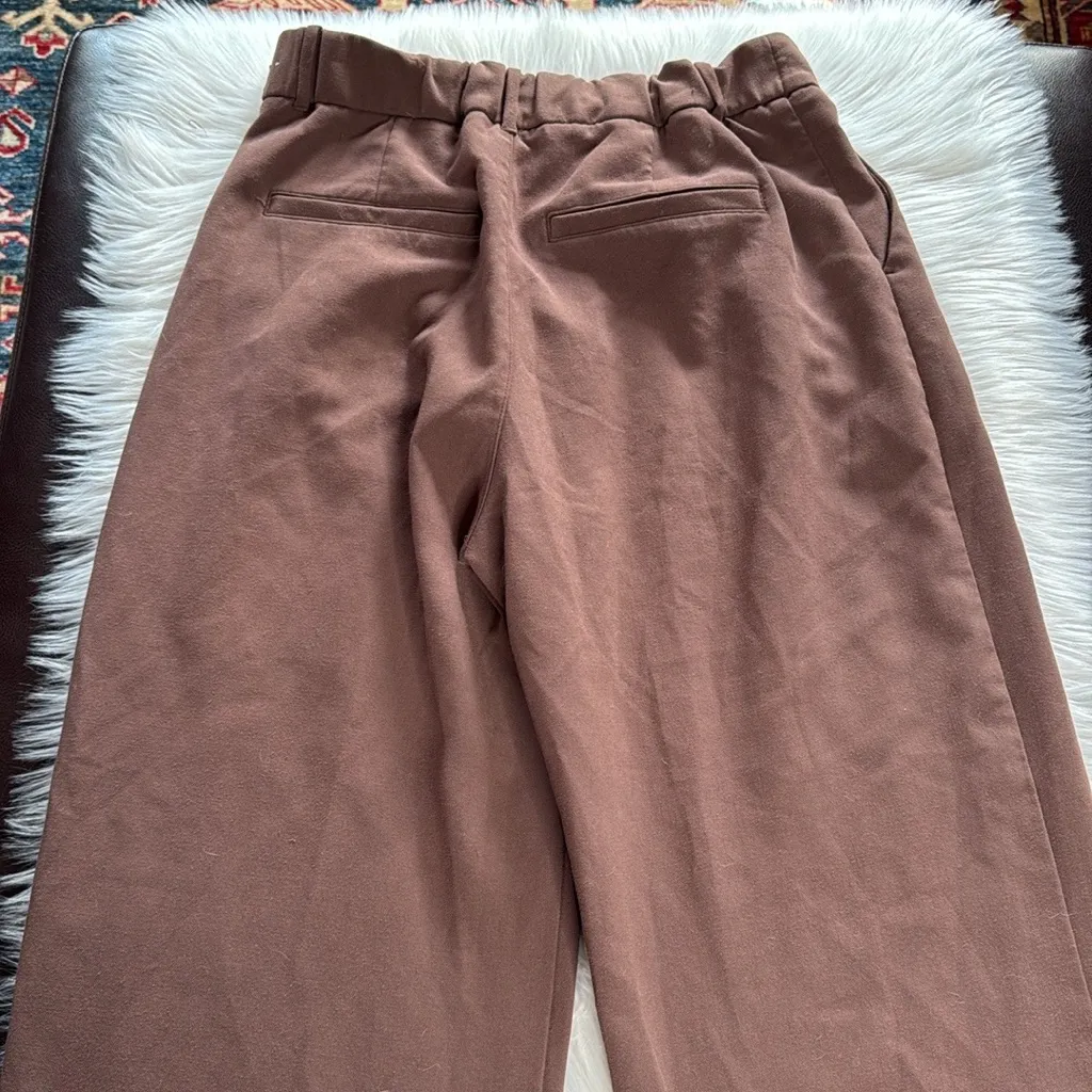 Abercrombie Brown Front Pleat Ultra Wide Leg Trousers - Image 7
