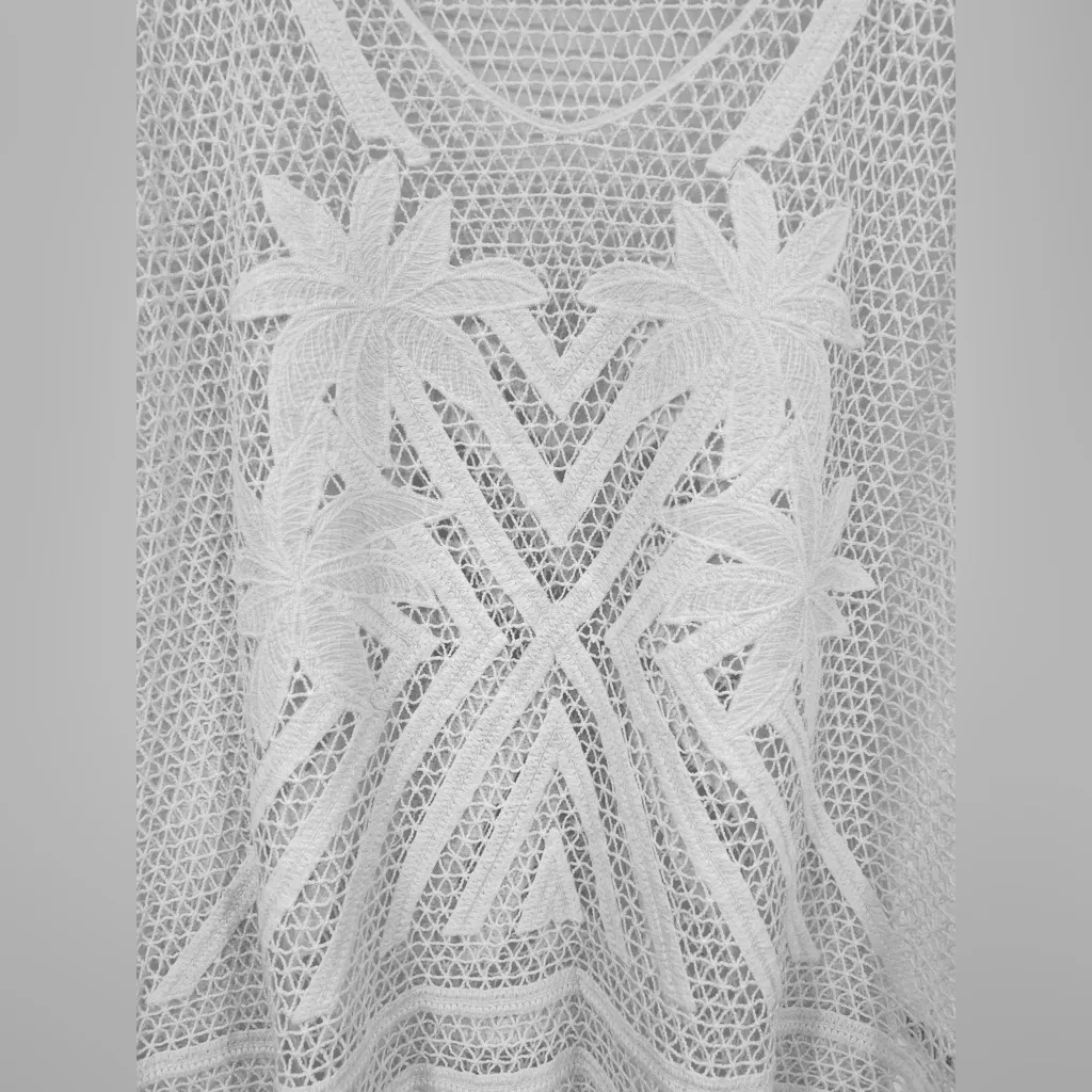 Seafolly Miami Summer Kaftan Crochet Swim Cover-Up Fringe Fray White One Size - Image 9