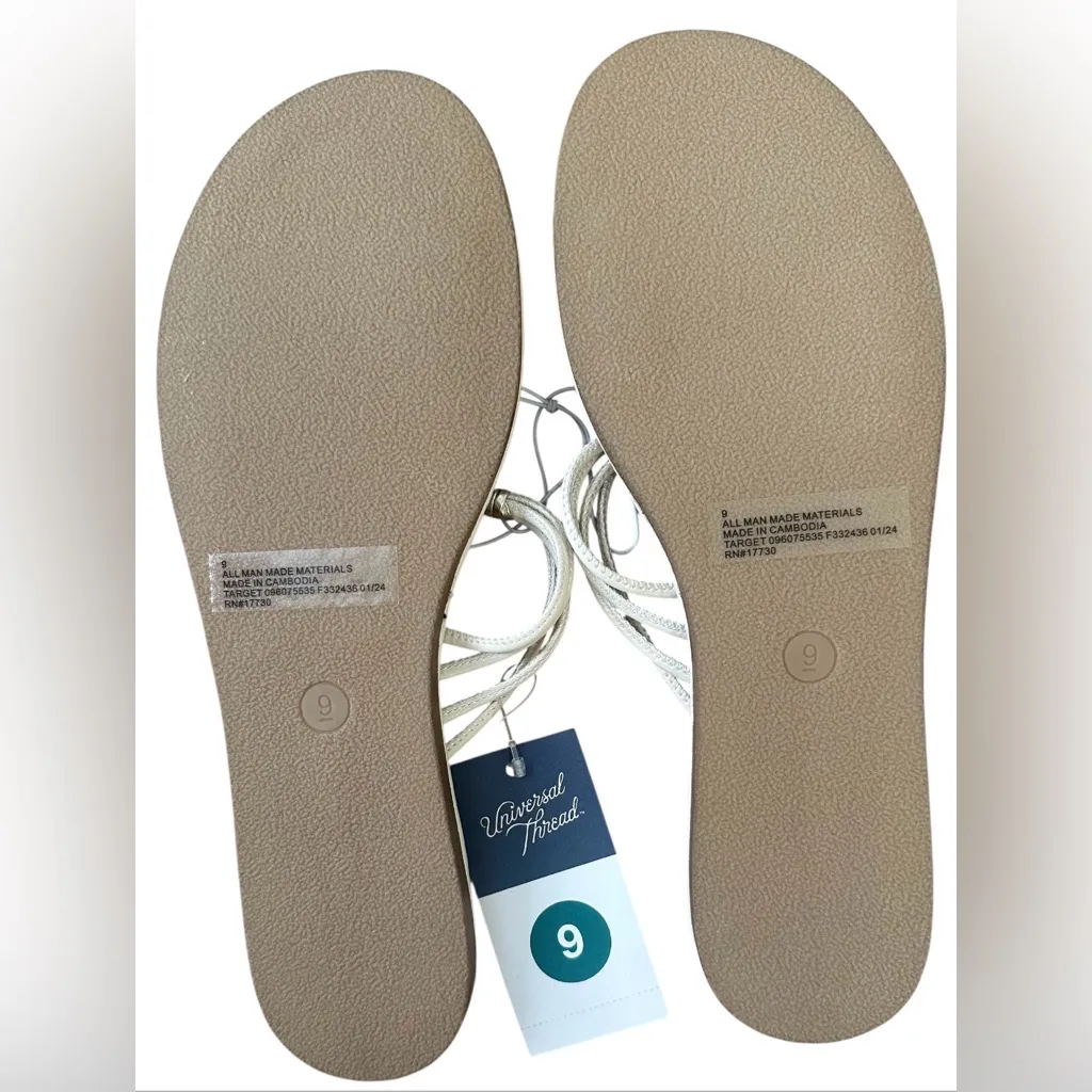 Women's Aura Two Band Slide Sandals Universal Thread Cream Size 9 NWT - Image 2