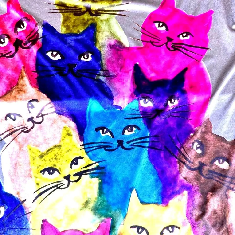 Emery Rose Dress 3XL Gray Colorful Cats Art to Wear Kitty Lover Festive … Size undefined - Image 3