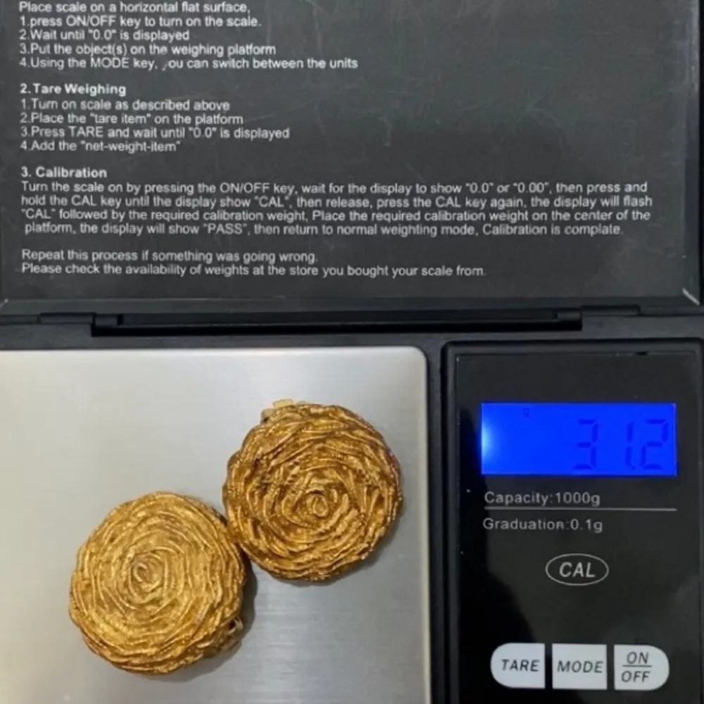 Vintage 80’s PAOLO  Gold-plated Textured Rose Clip On Round Earrings - Image 11