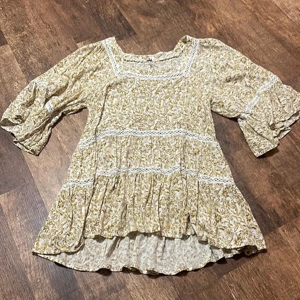 FREE PEOPLE Talk About It Tunic Floral Mini Dress small - Image 6