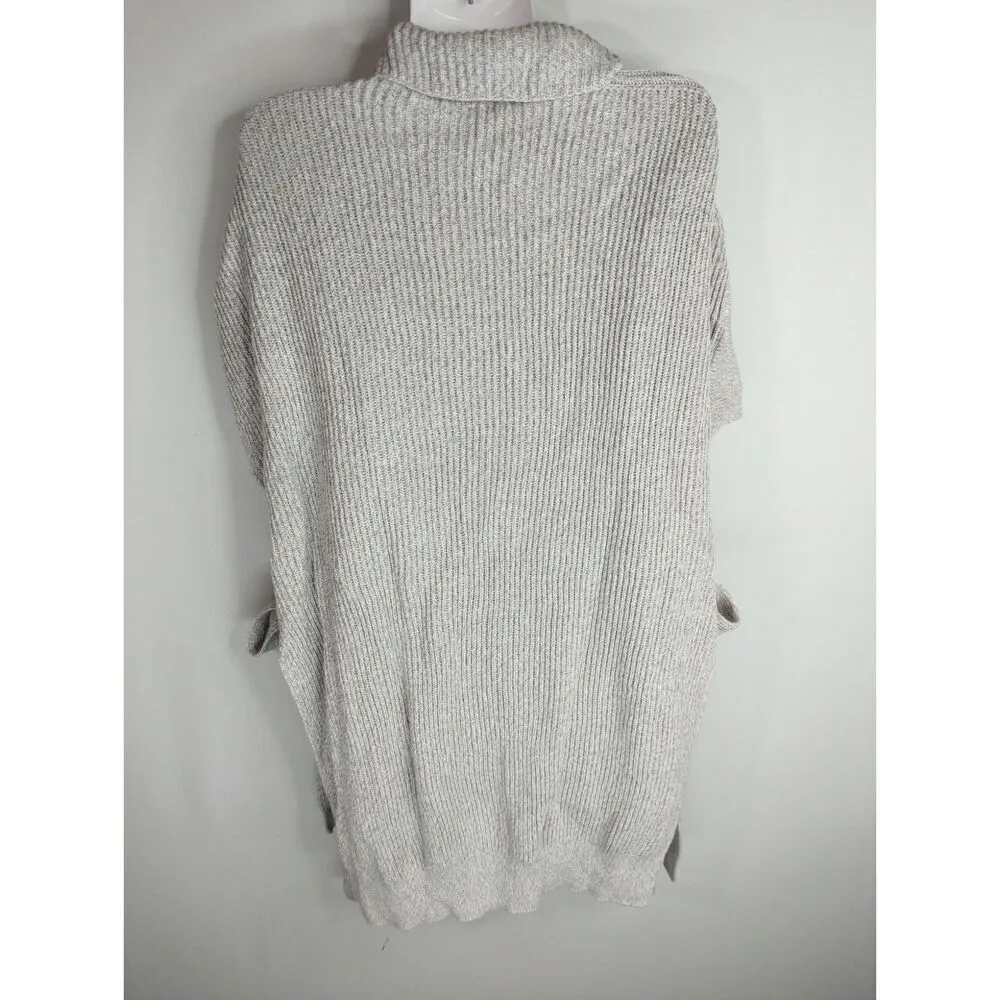 Max Mara Gray Cotton Tie Slit Side Turtle Neck Pullover Sweater Women's‎ SMALL - Image 5