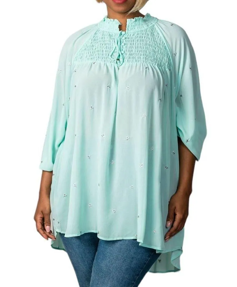 Hayden Los Angeles Sheer Turquoise Blouse - Image 2