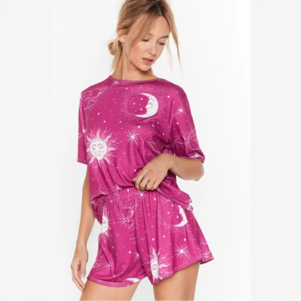 🛎️ 5/$20 NWT Nasty Gal Night and Day Sky Pajama Short Set Size 4 - Image 8
