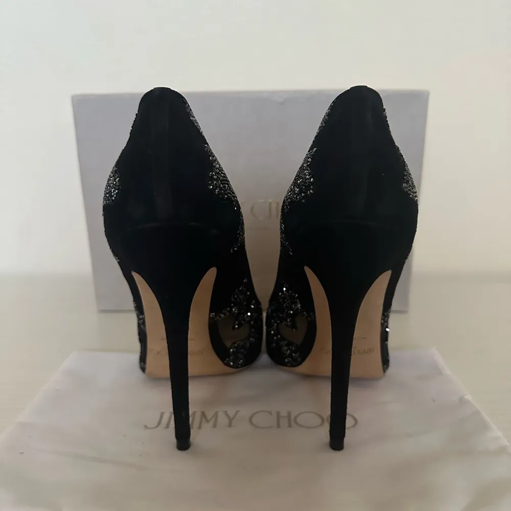 Karmel Crystal Rock Embellished Mesh Suede Pumps 120mm sz 40 / 9 - Image 5