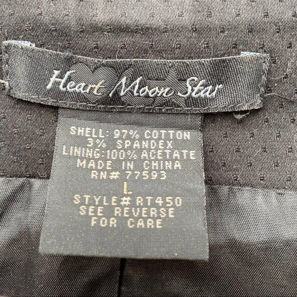 Heart‎ Moon Star Black Blazer Size L - Image 4
