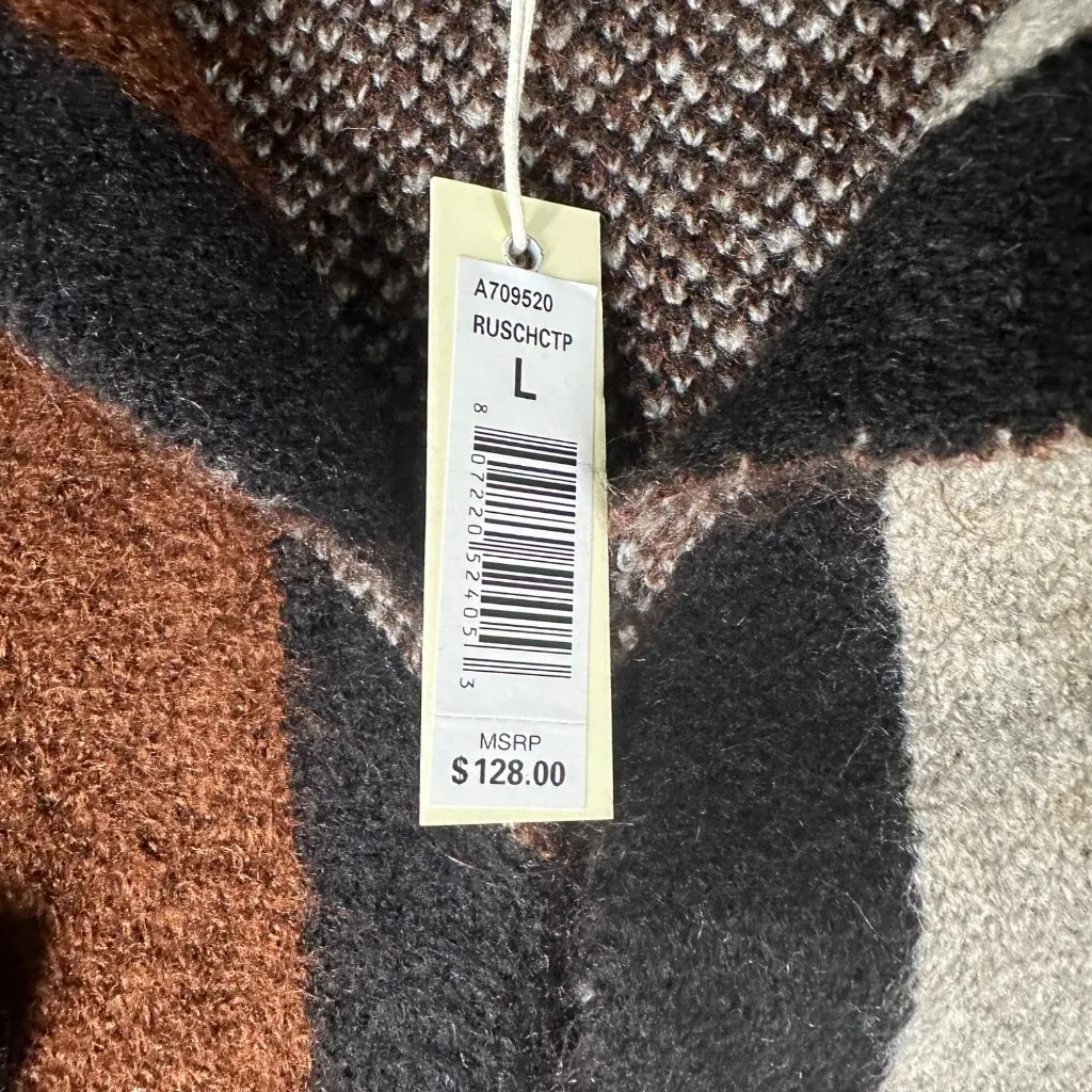 Max Studio Womens Large Thick Striped Open Front Cardigan‎ Long Jacquard Sweater - Image 8