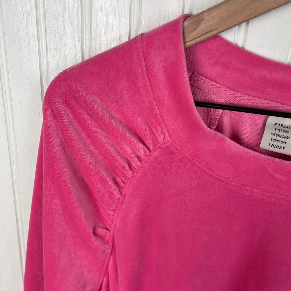Anthropologie Saturday Sunday Merida Velvet Sweatshirt Top Hot Pink Size Small - Image 5