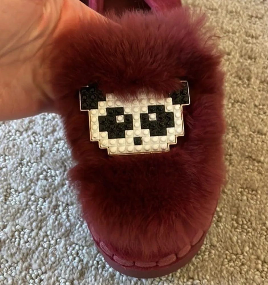 More Fa Burgundy Suede Plush Top Panda Loafers Size 7.5 - Image 3