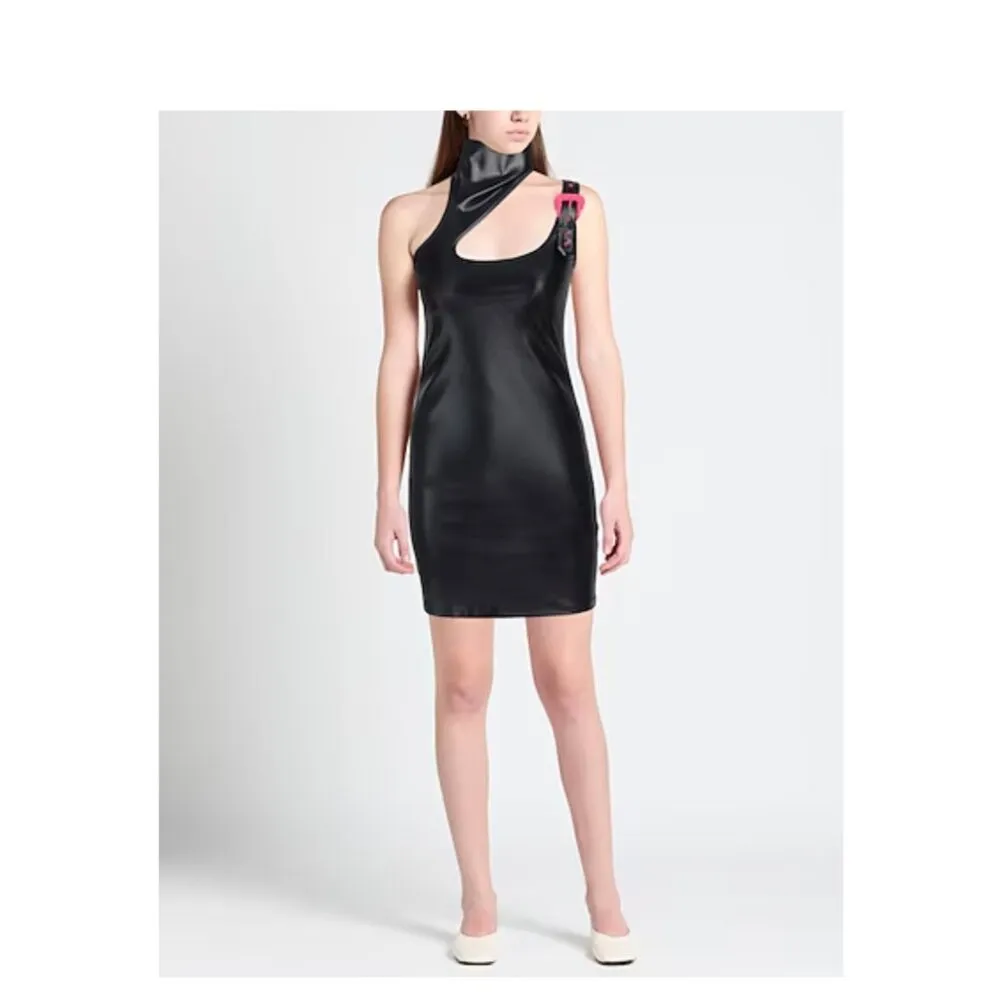 VERSACE JEANS COUTURE Baroque Buckle Halter Neck Mini Dress Size: 4 NWT Black - Image 2