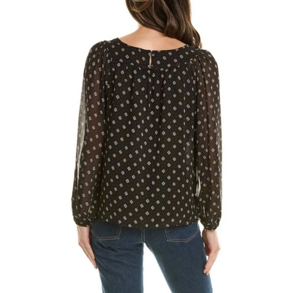 Joan Vass New York Blouse Top Women's XS Extra Small Black Long Sleeve Pullover - Image 2