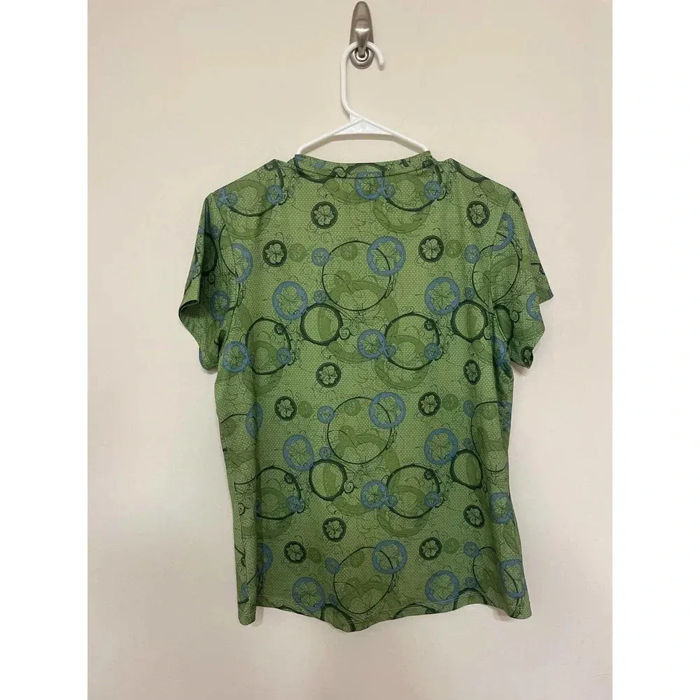 REI Shirt Womens Running Cycling Stretch Lightweight Geometric Floral medium Green - Image 3