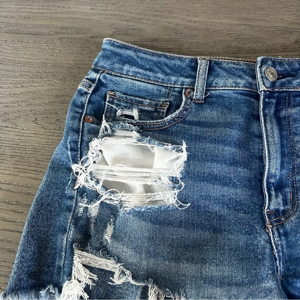 American Eagle Outfitters Blue Distressed Jean Shorts - Image 2