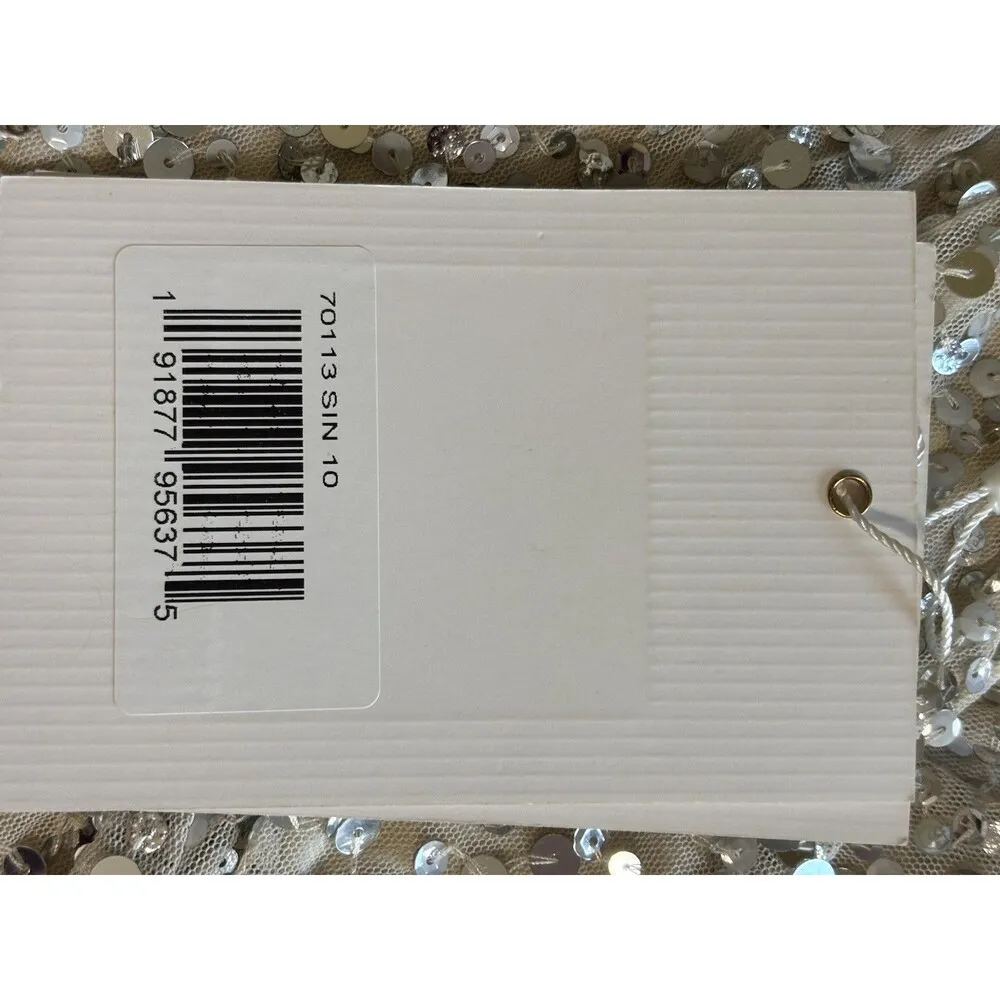 Mac Duggal Women Sequin Faux Wrap Gown Silver 10 Ruffle Dress 70113 Prom Party - Image 9