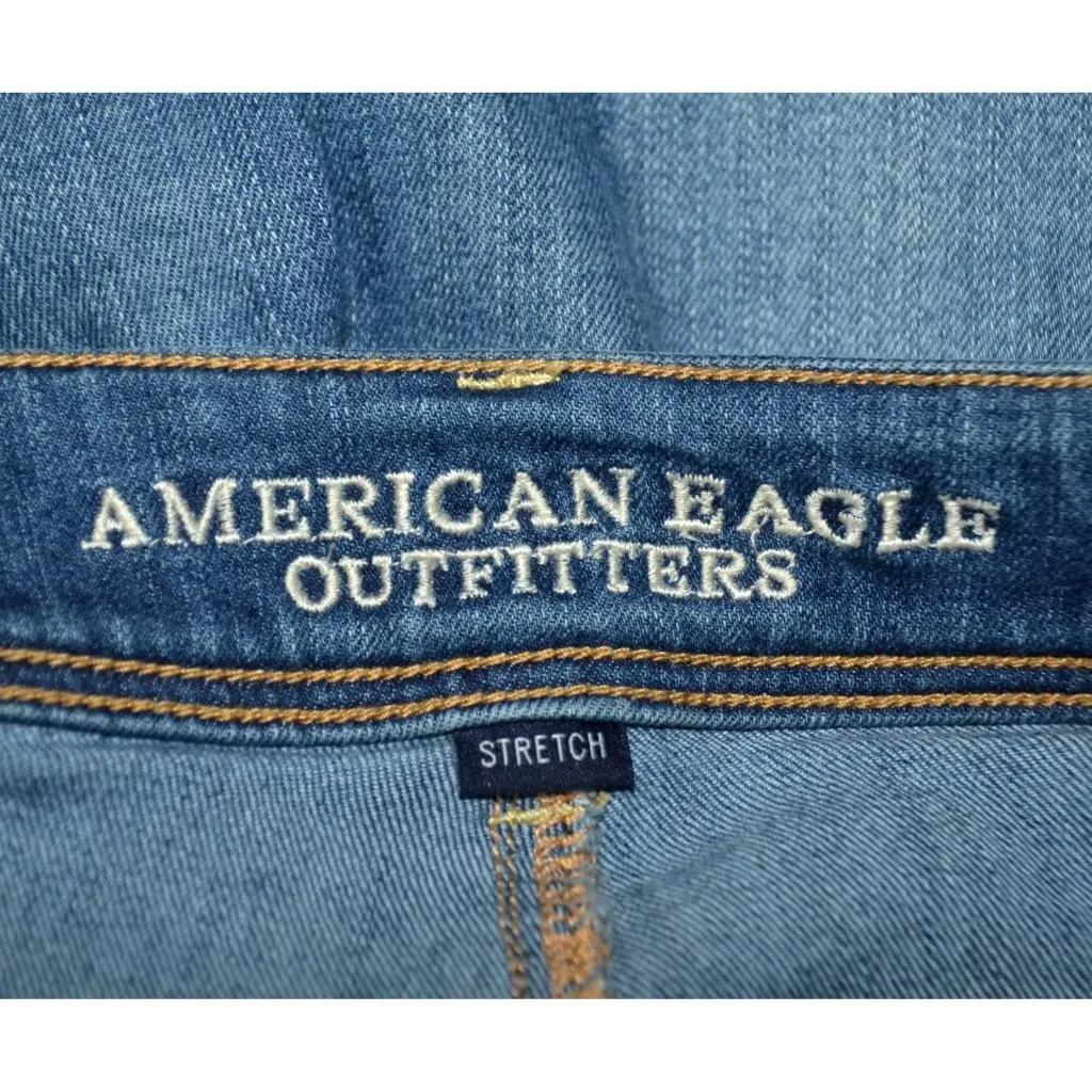 American Eagle Ladies Kick Boot Cut Blue Jeans Size 8 X-Long Low-Rise Western - Image 9