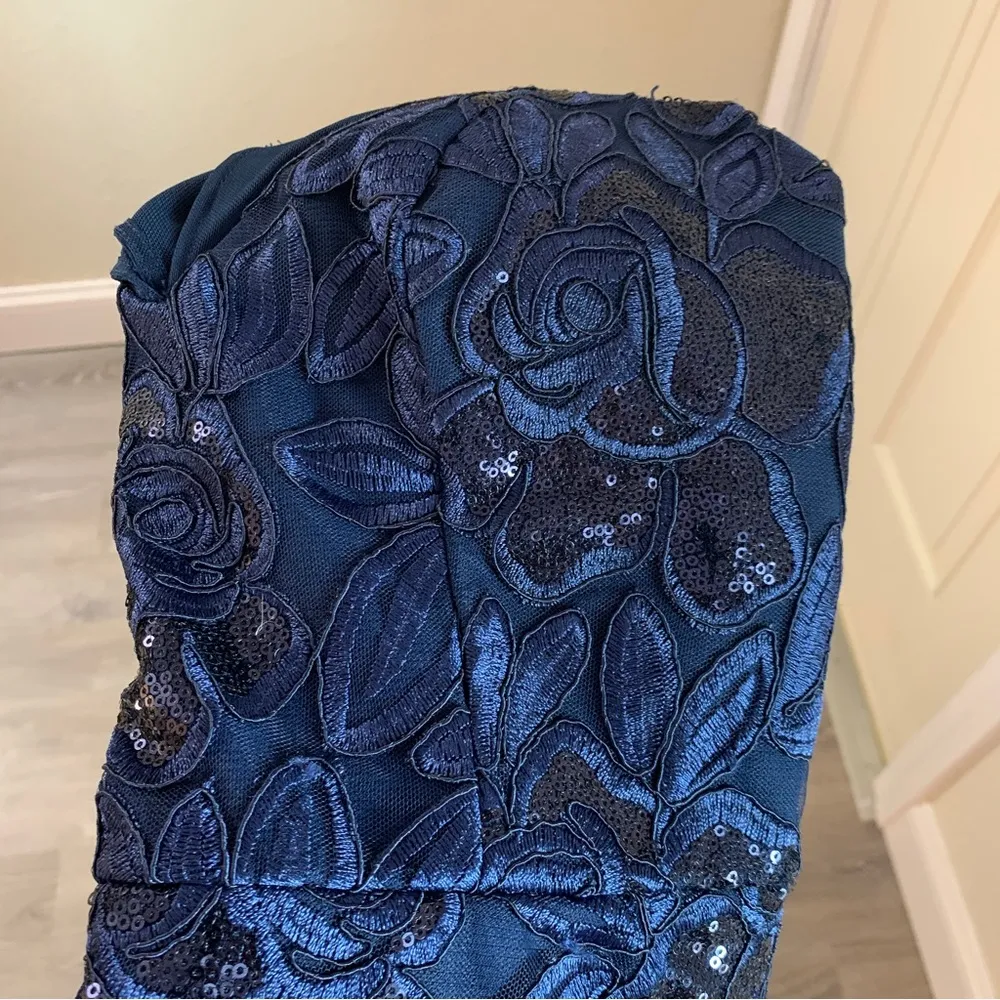 Terani Couture Sequin Peplum Navy Blue Dress Size 4 - Image 11