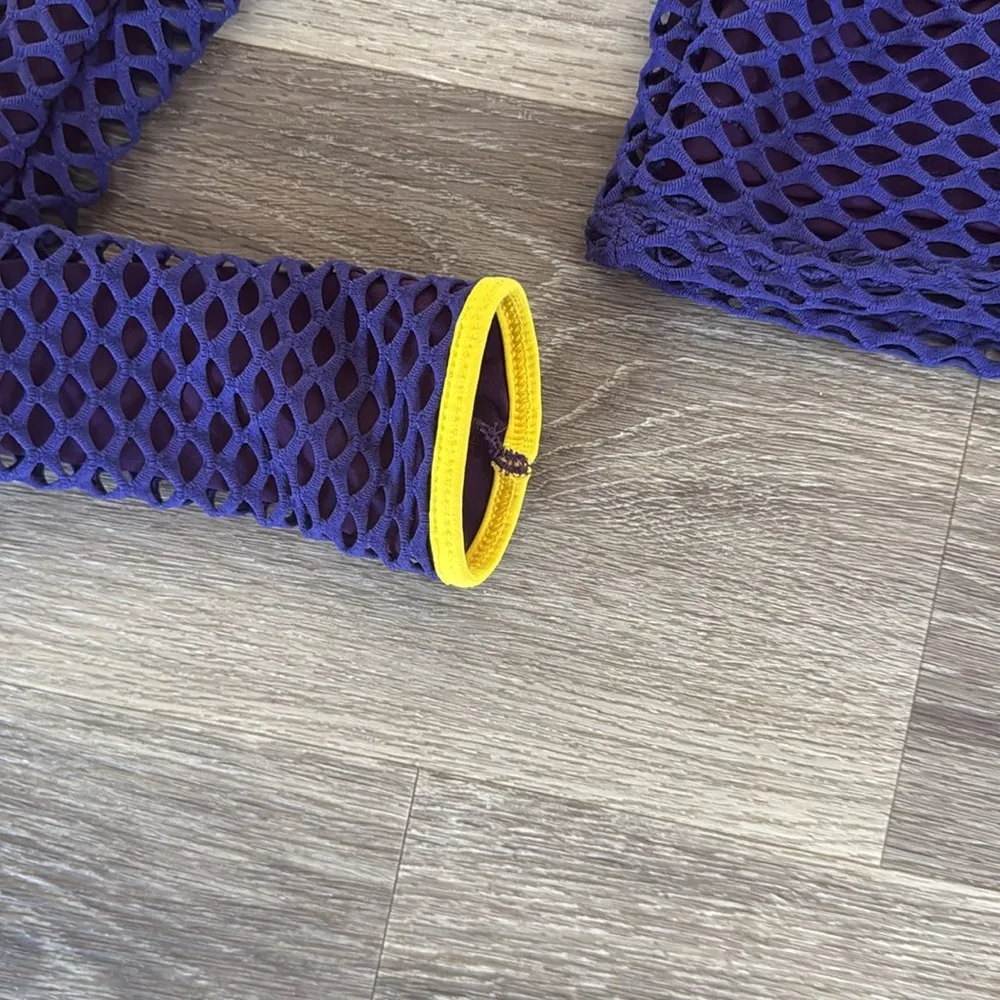 Sammy B Navy Purple Mesh Textured Cropped Top Long Sleeve Punk Size XS - Image 4