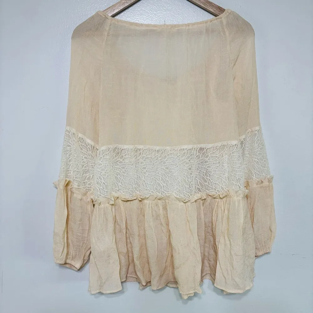A’ Reve Coquette Cream Lace Blouse Size M White Size M - Image 5
