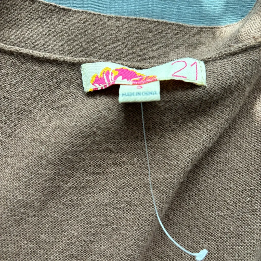 Y2K F21 Brown Button Up Cardigan - Image 3