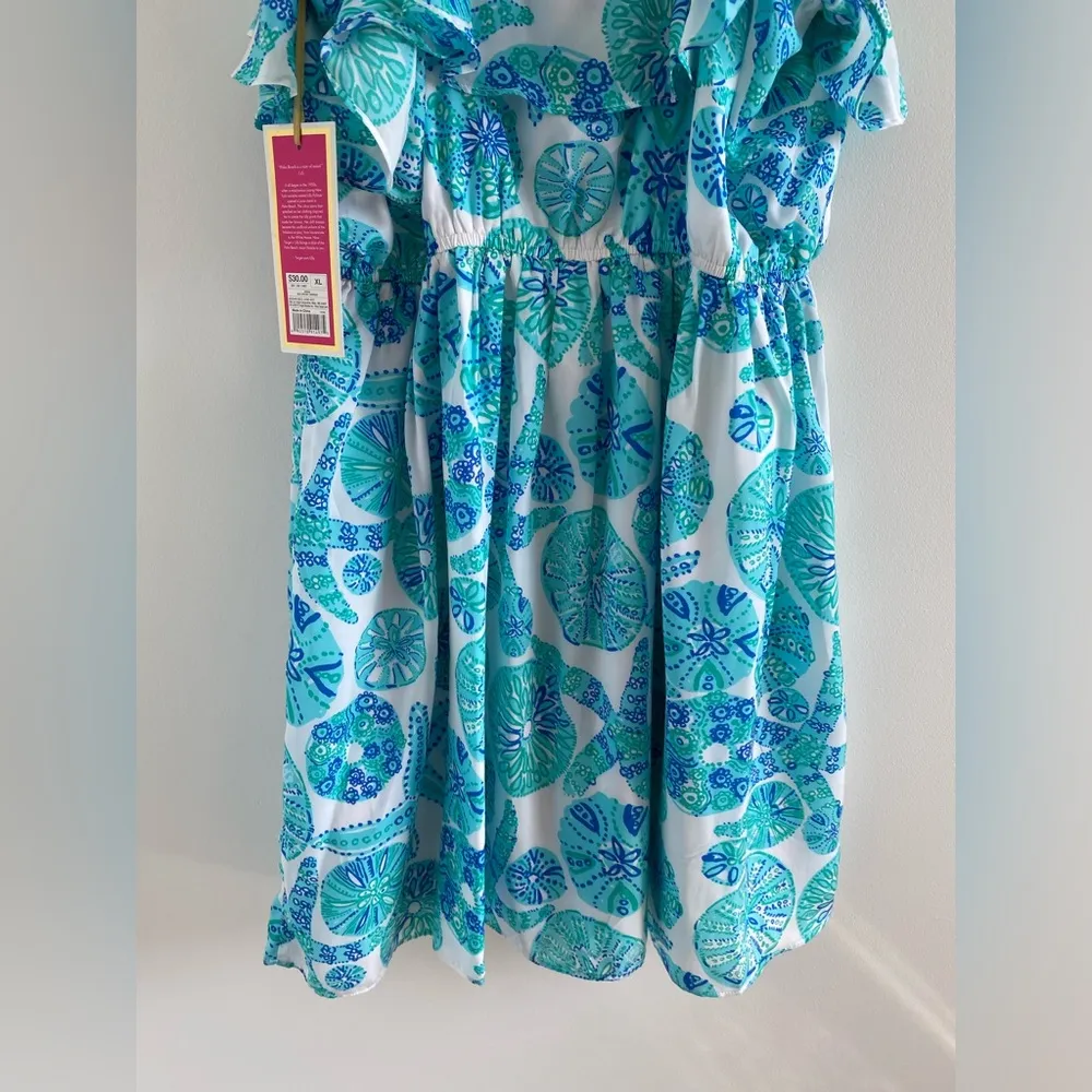 Lilly Pulitzer For Target Ruffle Mini Dress In Sea Urchin Size XL New With Tag Blue - Image 11