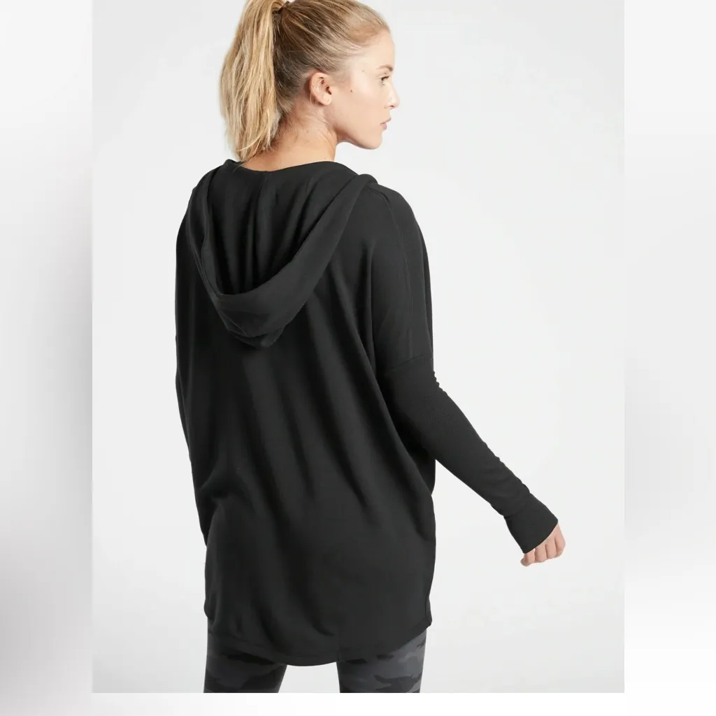 Athleta Black Purana Wrap Hoodie Womens Tunic Top Size XL - Image 3