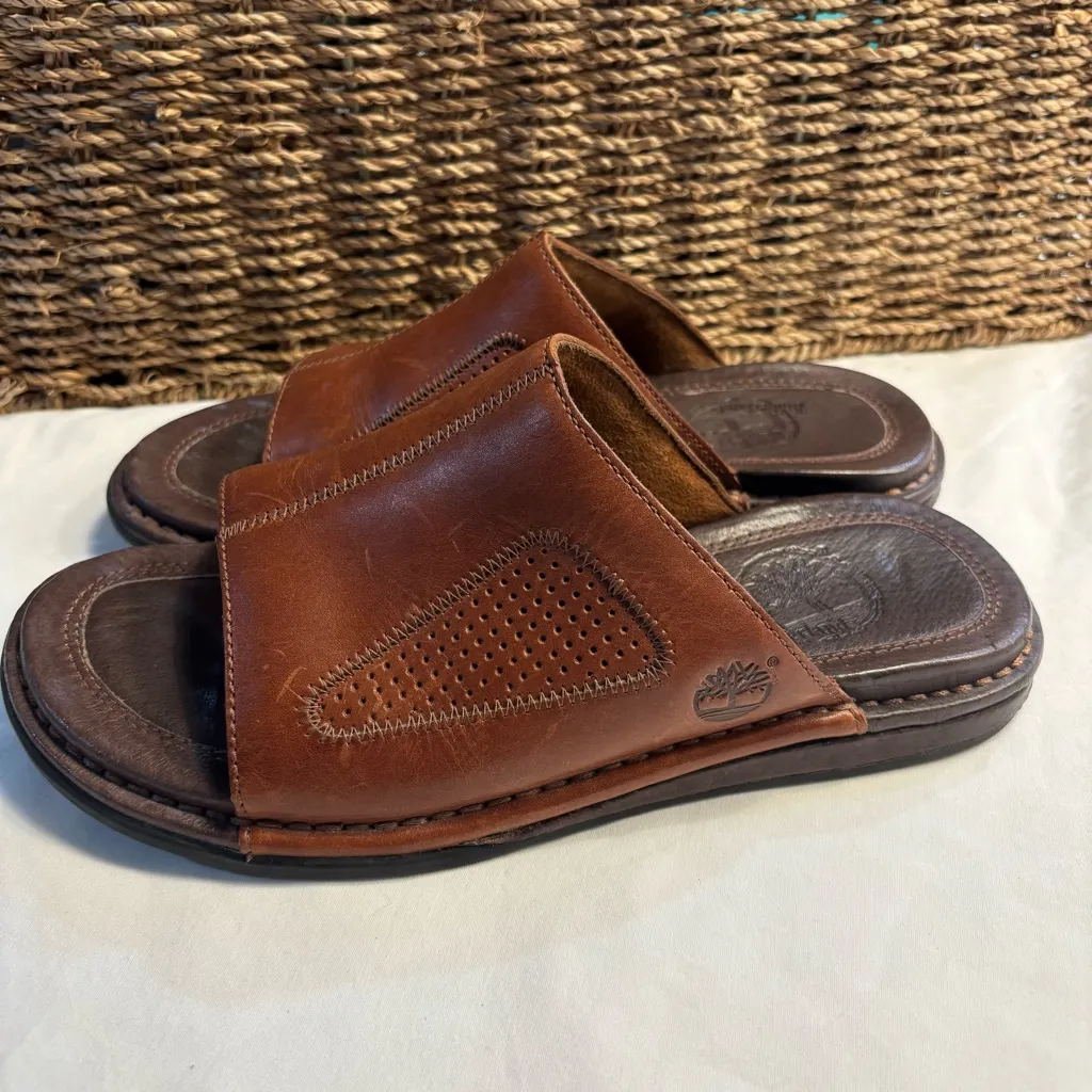 Timberland Originals Slide Sandals Women’s Size 7 Brown Leather - Image 2