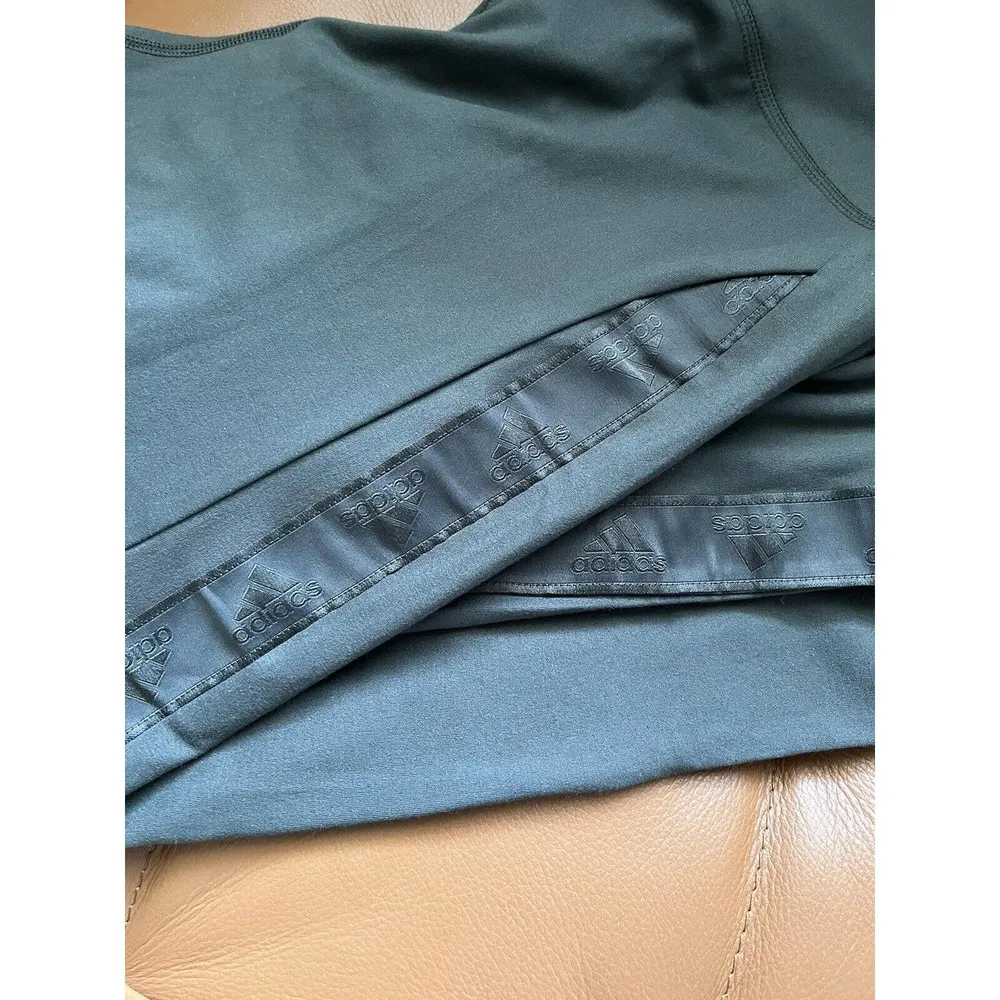 NWT Adidas X Zoe Saldana High Rise Logo Ribbon Cropped Dark Green Tights Large - Image 5