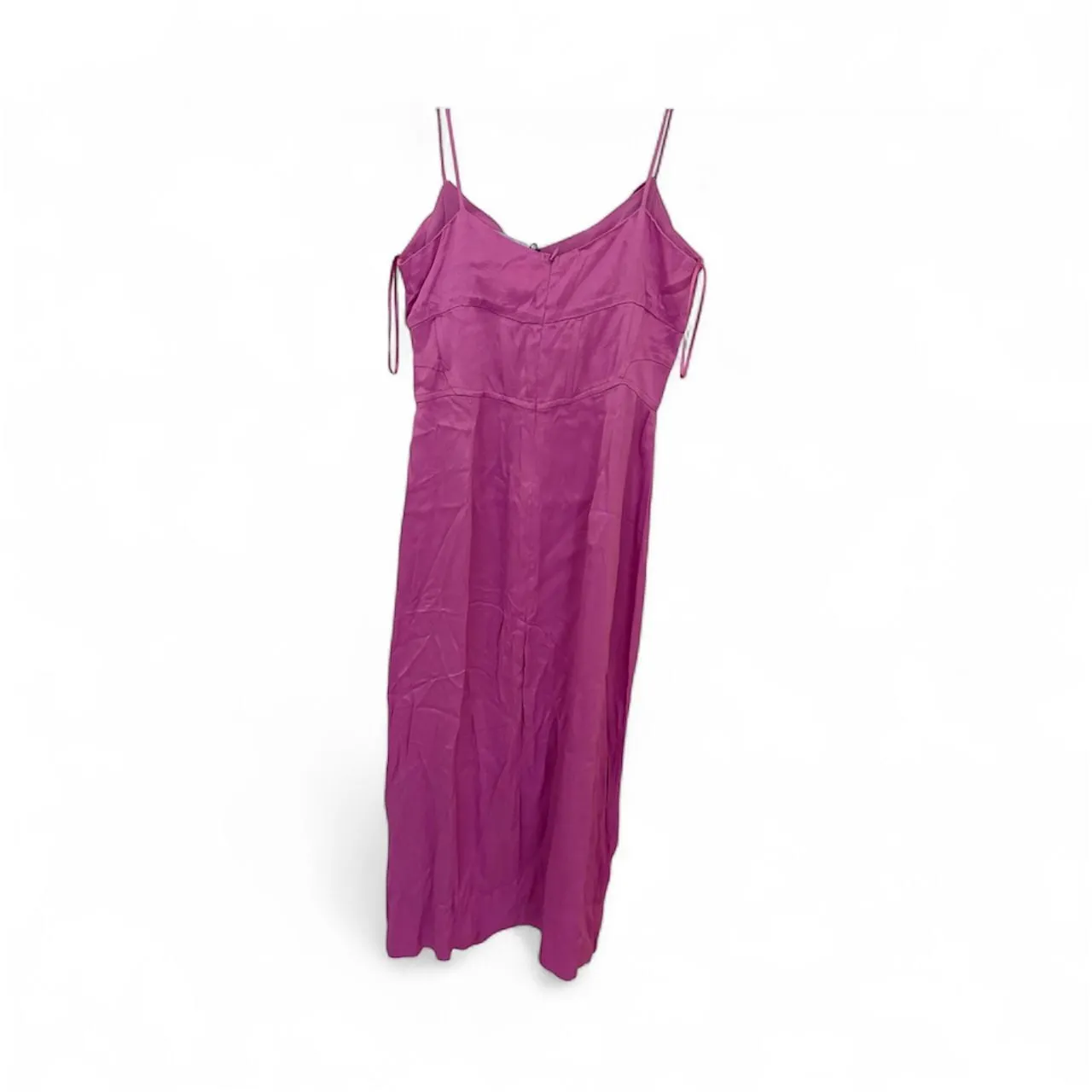 Zara Pink Straight Neck Satin Effect Midi Dress - Image 5
