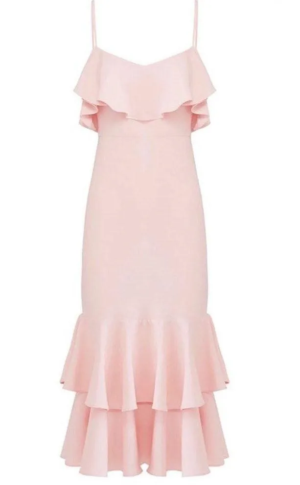 Likely 499  revolve pink ruffle midi dress - Image 3