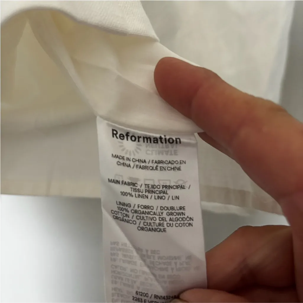 Reformation Phillipa White Linen Mini Dress Size 12 - Image 7