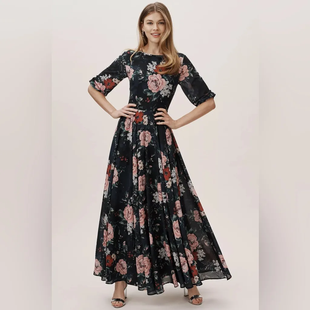 NWT Yumi Kim Woodstock Navy Blue Floral Maxi Dress - Image 2
