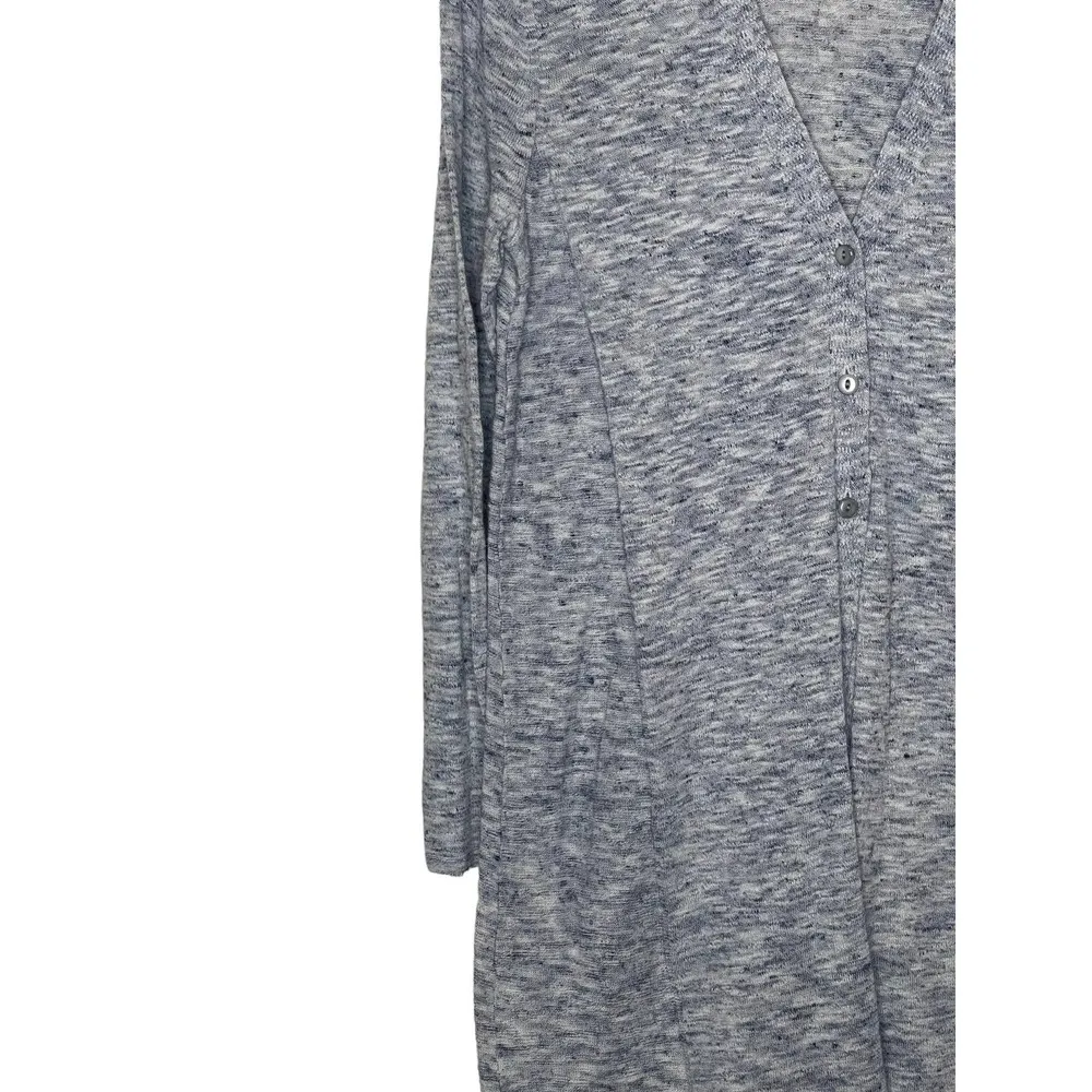 J Jill Women Cardigan Sweater V-Neck Front Button Long Sleeve Pockets Gray Small - Image 3