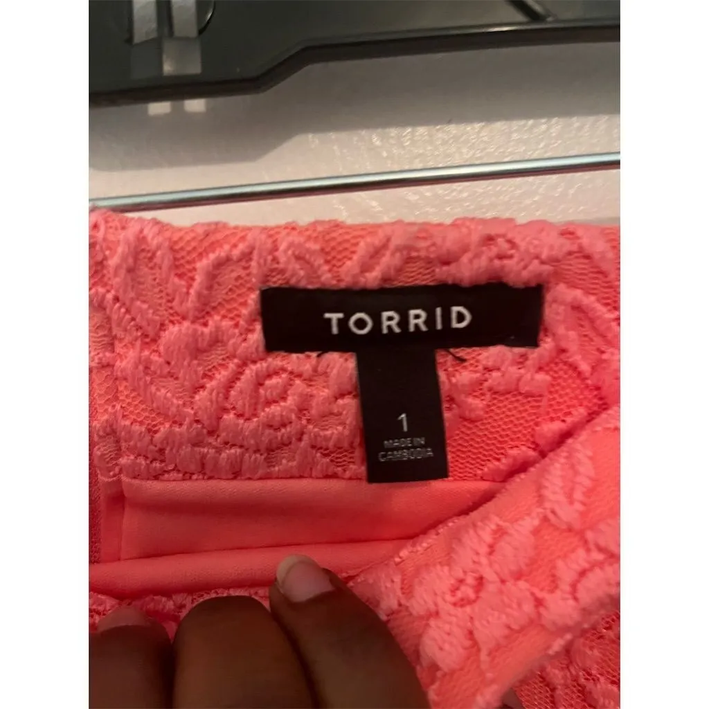 Torrid 1 Women's Coral Lace Floral‎ Mini Pencil Skirt 1x 14-16 - Image 4