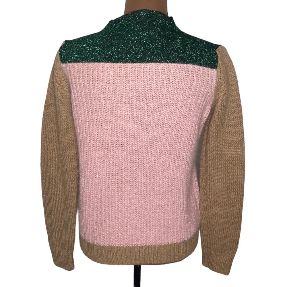 Scotch & Soda OK Bye Selina mohair blend colorblock high neck fuzzy sweater XS - Image 3