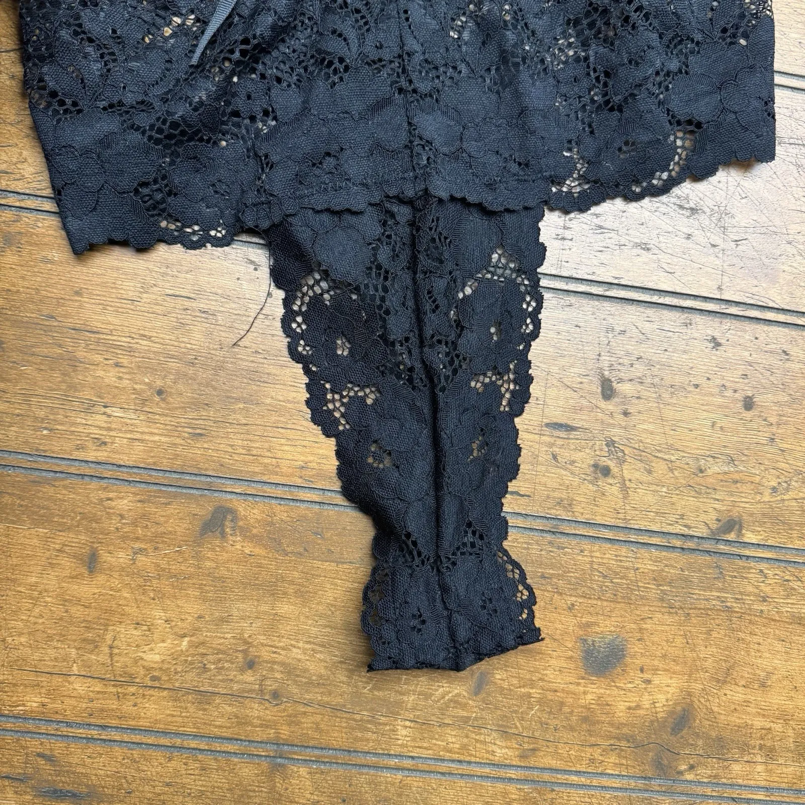 Free People Size Medium, Black Color, Laced Body Suit. Adjustable Front‎ Strap - Image 4