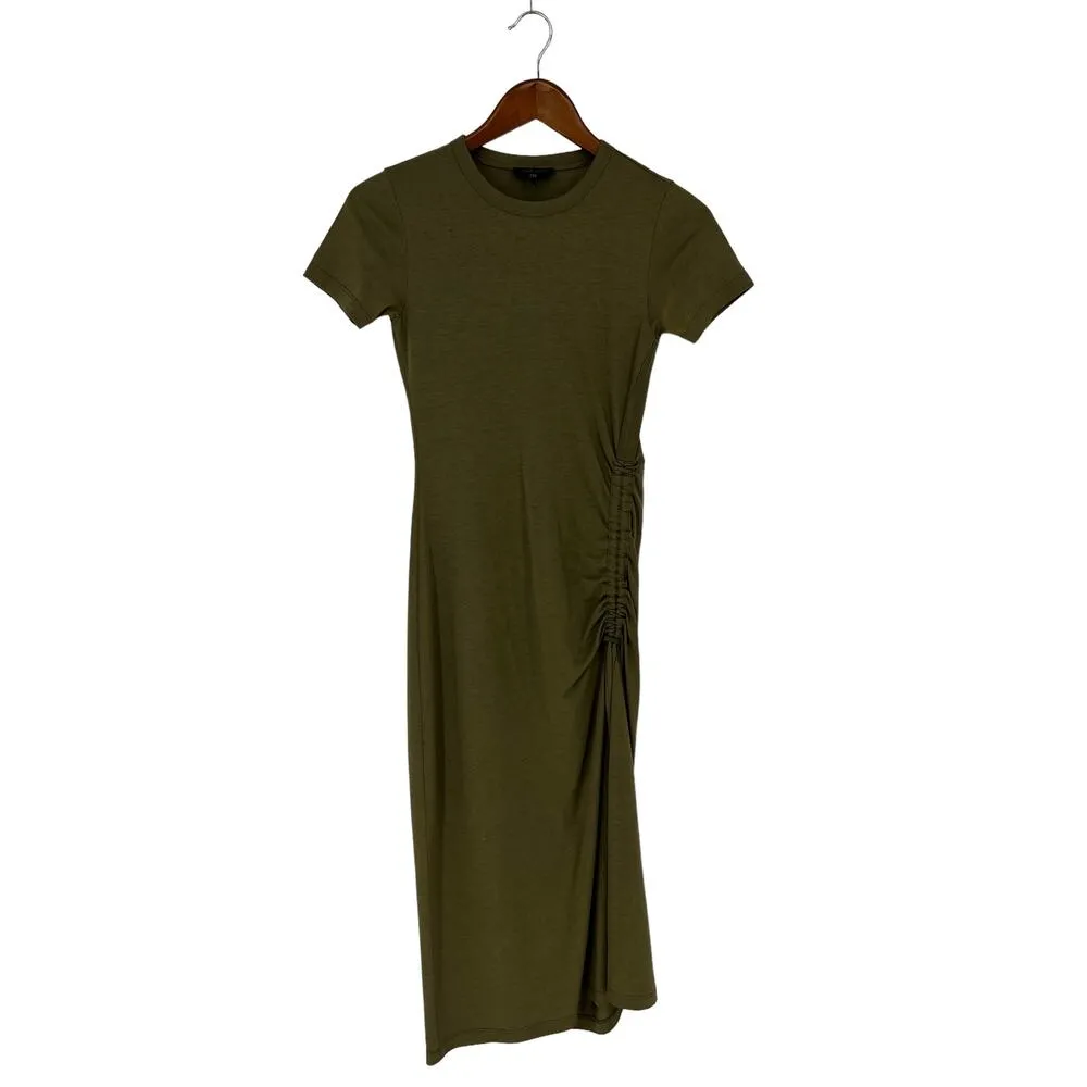 Rag & Bone Ina Ruched Midi T-shirt Dress In Light Olive - Image 2