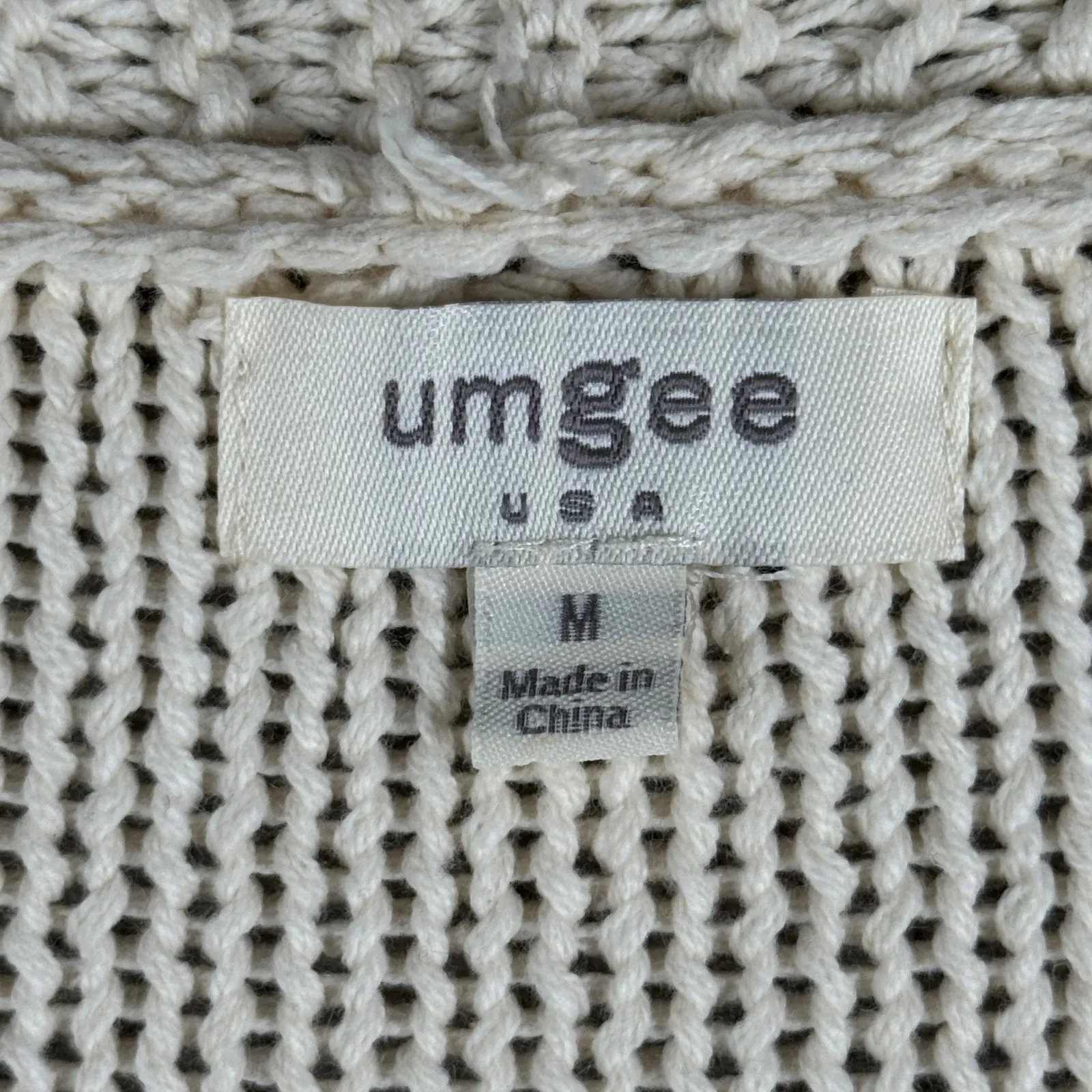 Umgee Cardigan‎ Sweater Women Striped Knit Open Front Cream Gray Neutral Medium - Image 8