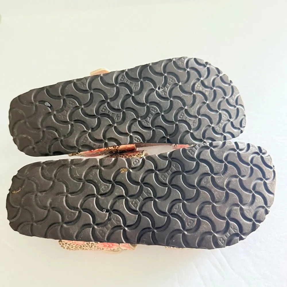 Arizona Sandals Cheetah Floral Buckle Slip Footbed Medium Narrow 37 - Image 6