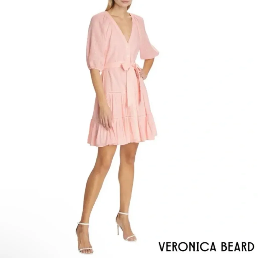 New! Veronica Beard Dewey Tiered Cotton Button-Up Tie Waist‎ Dress Sz 2 $398 - Image 4