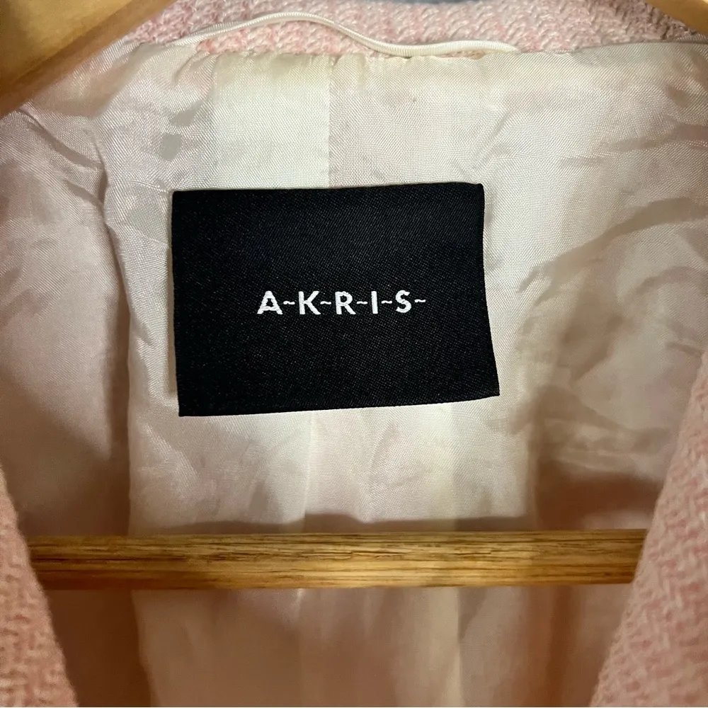 Akris pink wool linen snap front blazer - Image 7