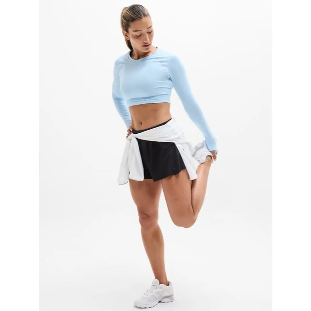 Athleta M Momentum Flex Crop Top Mist Blue Medium - Image 2