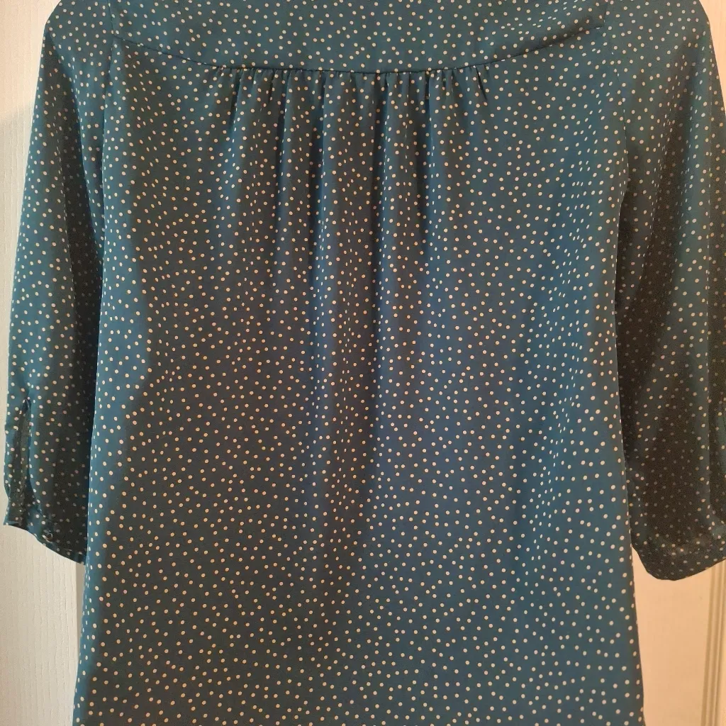 Torrid Sz 00 Women's Teal Polka Dot Blouse - Image 10
