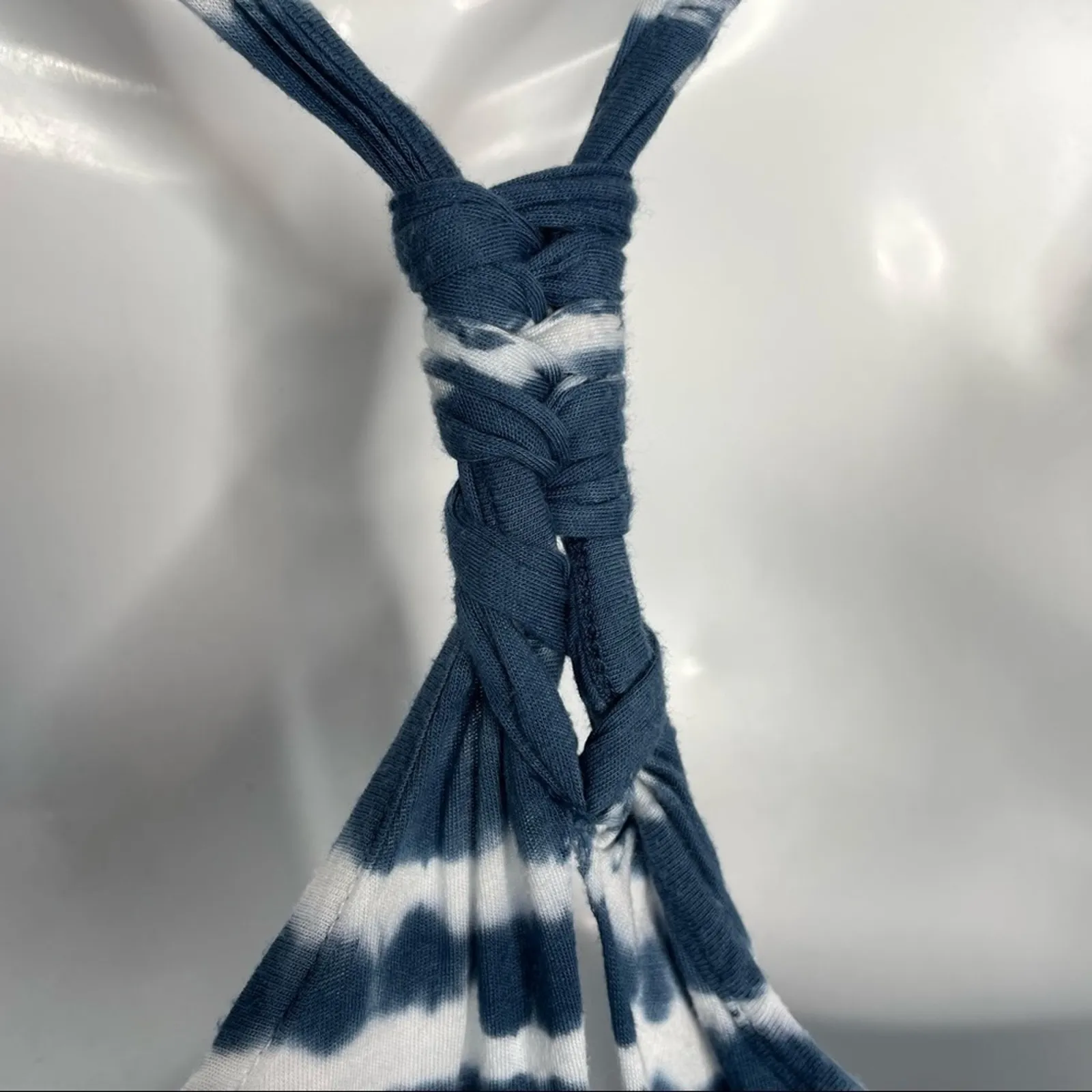 SOLOW Tie Dye Tank Top Womens Small Summer Boho Hippie Coastal Nautical Casual Blue - Image 5