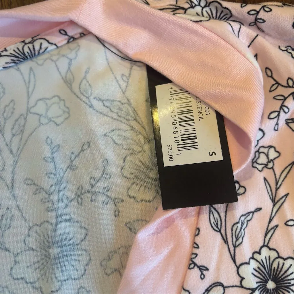 Badgley Mischka Women's Floral Pajama pant Set Pink Short Sleeve Size S - Image 7