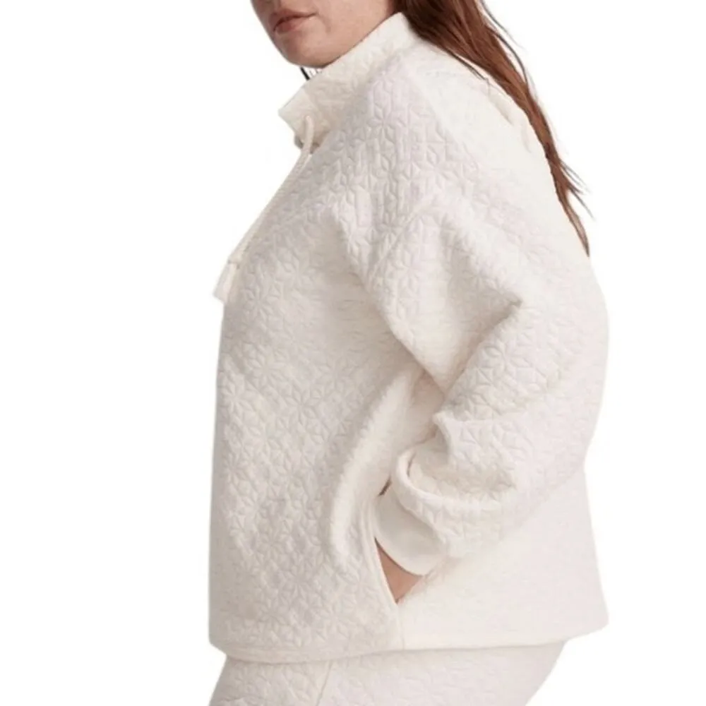 NWOT ~ MADEWELL Cream Quilted Knit Lace Up Cord Pockets Sweatshirt ~ LARGE - Image 4