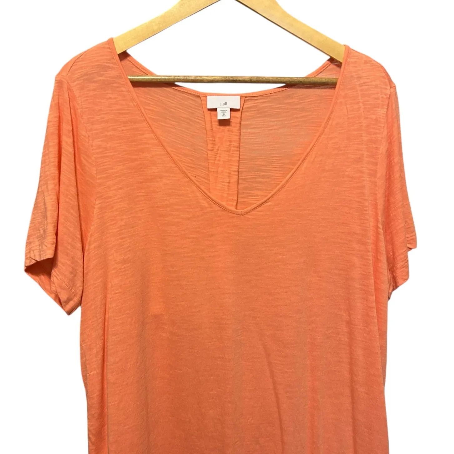 J Jill Women Tunic Top XL Orange Slub Knit Tee Minimal Resort‎ Coastal Beachy - Image 4