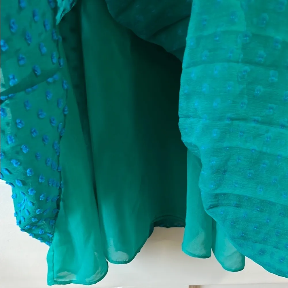 Anthropologie Sachin + Babi Swiss Dot Teal & Blue Mini Silk Blend Dress - Size 4 - Image 7